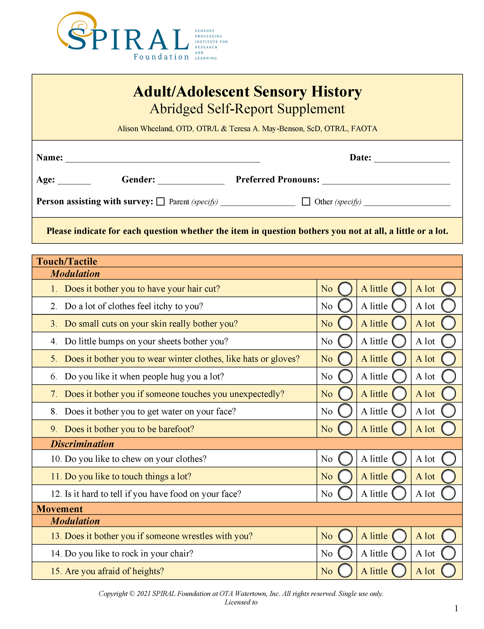 ASH: Self-Report Supplement (Digital, English)