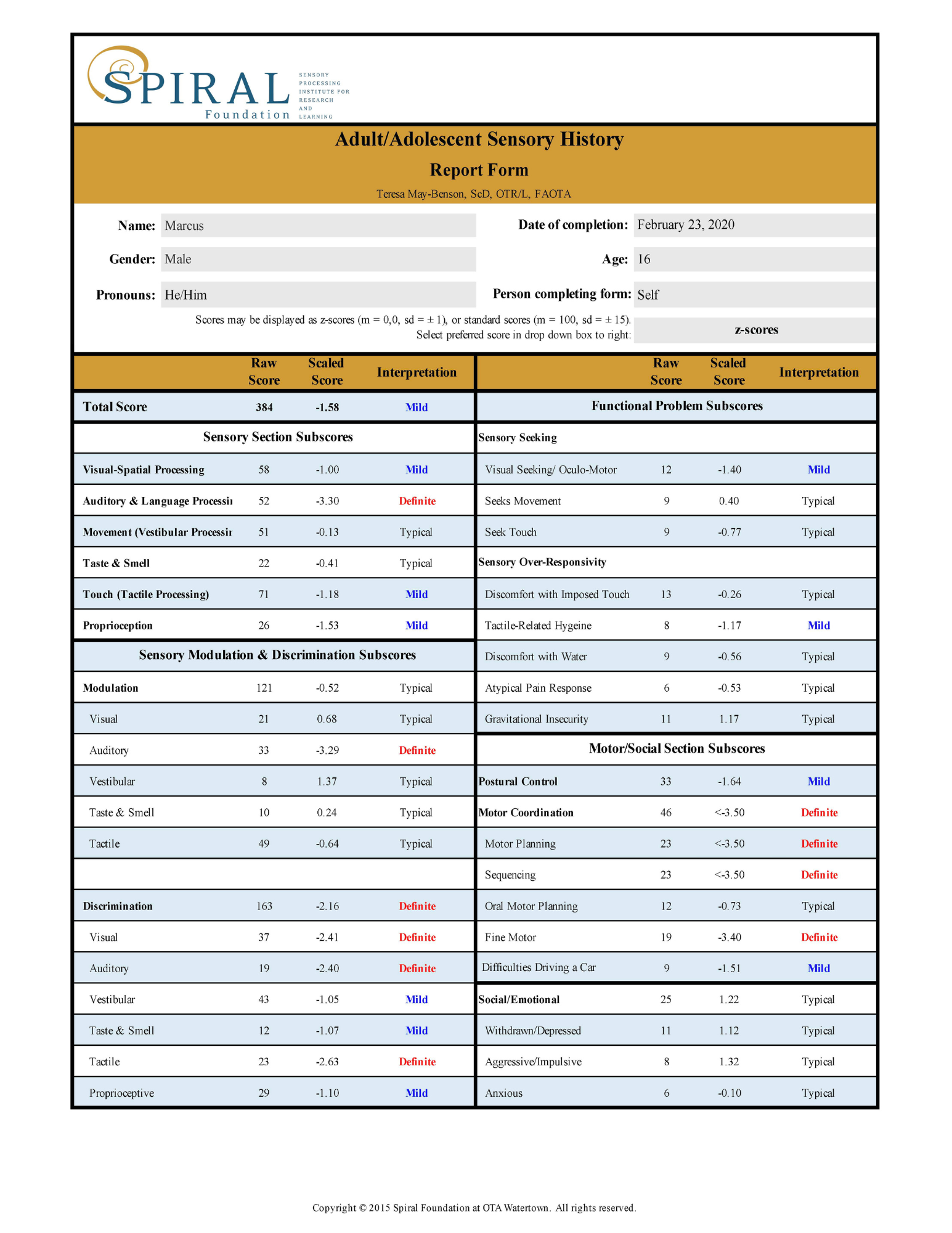 ASH: Scoring Program