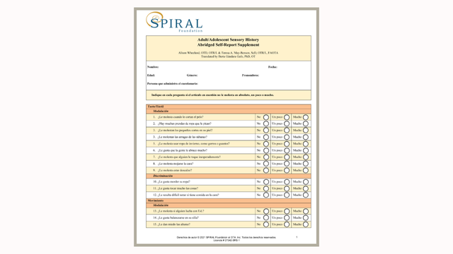 ASH: Self Report Supplement (Español)